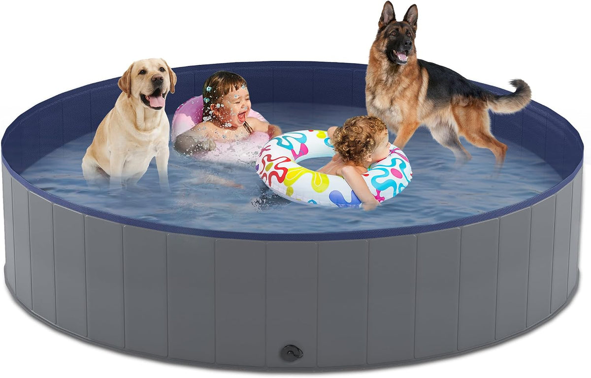 Niubya Foldable Dog Pool, Collapsible Plastic Dog Swimming Pool - 3XL - 72'' x 12''
