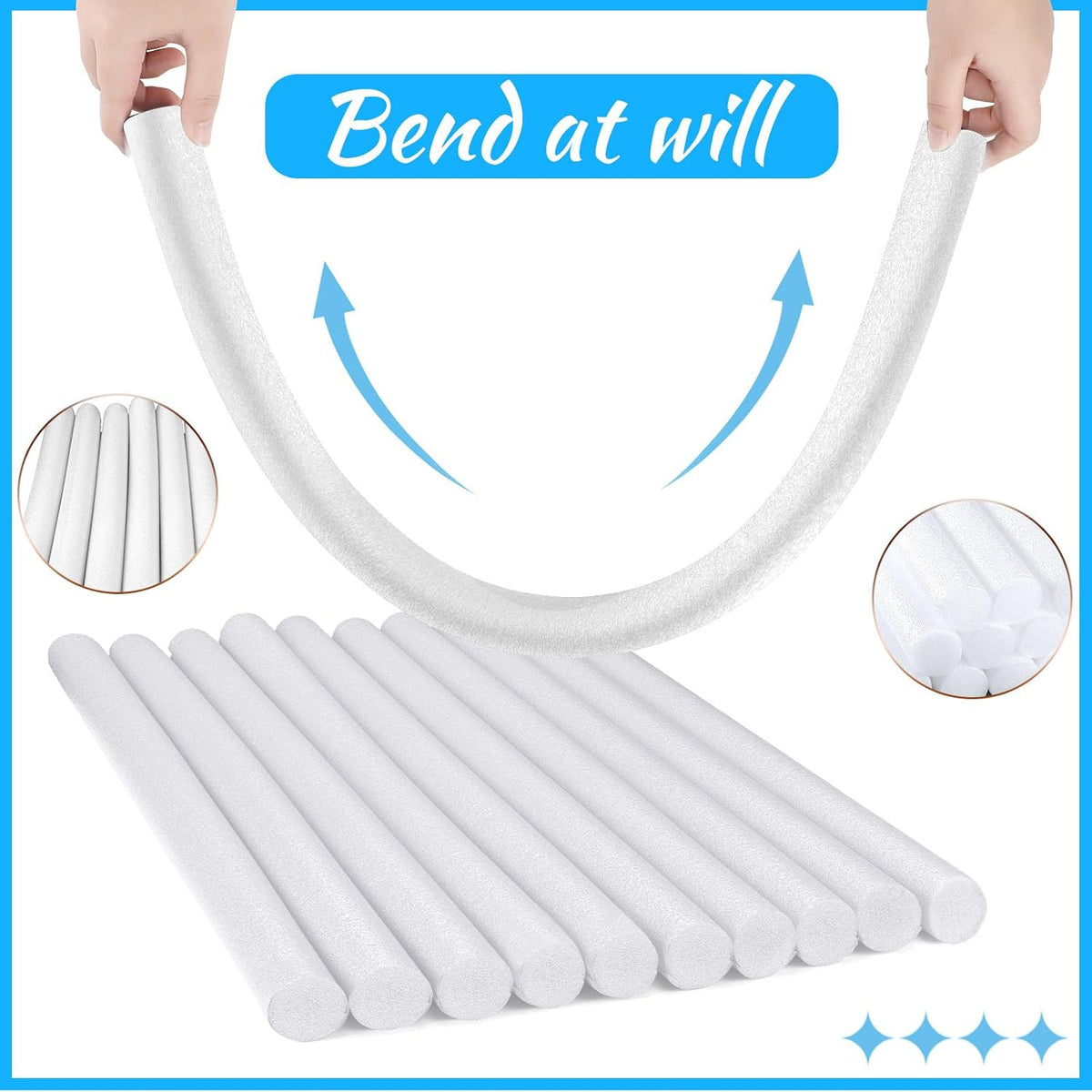 Kathfly 12 pack solid foam pool noodles, 1.5 x 35 inch, white - view 24