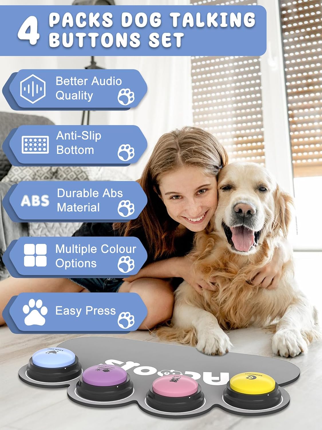 Dog Buttons for Communication - A-4 Pack - image 2