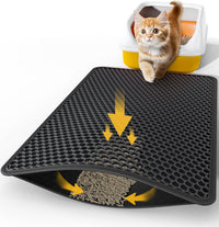 Powools Ultra-Large Cat Litter Mat, 27'' x 19", Double-Layer - 27'' x 19'' - 1 Pack / Black