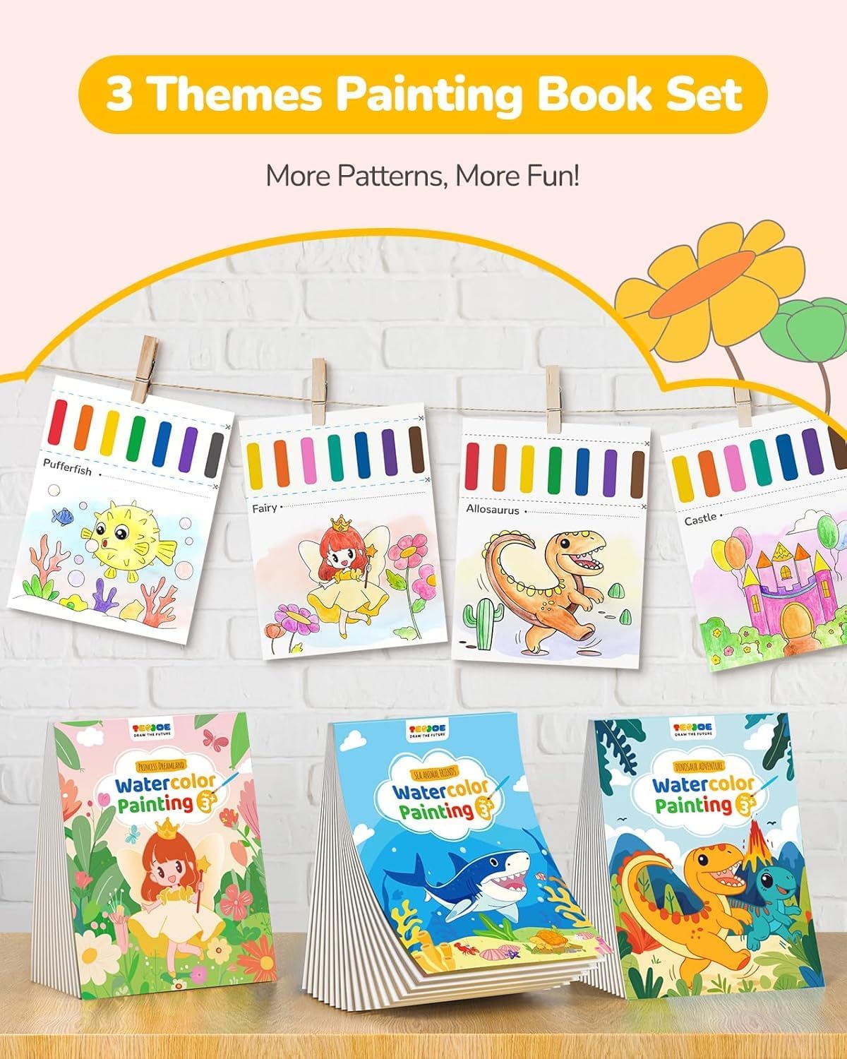TECJOE 3 Pack Paint with Water Books - Sea & Princess & Dinosaur - image 2