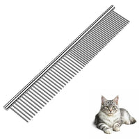 Dog Comb and Cat Combs Stainless Steel Teeth, Grooming Tool for Long & Short Hair, Dematting Comb for Dogs, Removes Tangles & Knots (Large Silver)