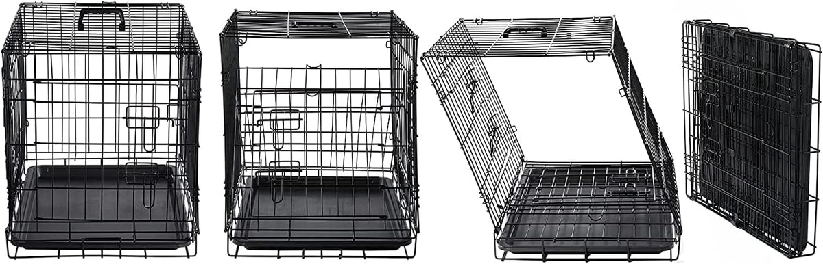 DONORO Dog Crates for Small Size Dogs Indoor Double Door Dog Kennels - Tan / 24.0"L x 18.0"W x 20.0"H - image 2