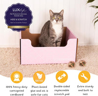 Hide & Scratch Cardboard Cat Scratcher Box & Bed Dark Grey Diamond Pad – Essentials for Cats - Light Pink Diamond - image 2