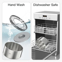 2L No Spill Water Bowl for Dogs, Double-Wall Stainless Steel with Splash-Proof Paws Lid and Floating Disk, Non-Slip Base, Easy to Clean Slow Water Feeder for Small Medium Dogs