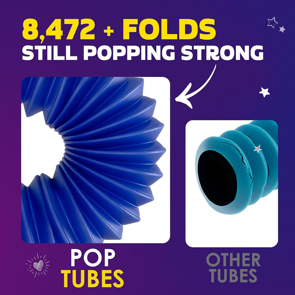 Nutty Toys Pop Tubes, Large 8-Pack Sensory Toys - Jumbo / 8 - image 3