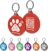 MYLUCKYTAG NFC&QR Code Personalized Dog Cat Tag - Paw,red