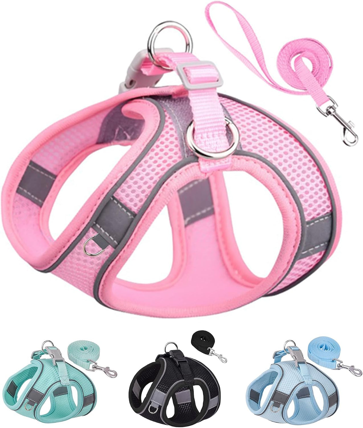 Solmoony Dog Harness, No Pull, Mesh for Small Medium Dogs - Pink / S