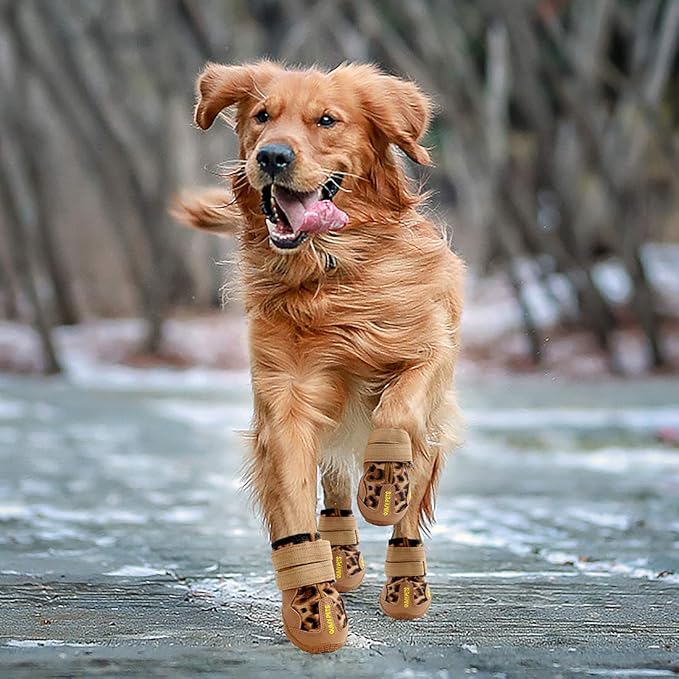 QUMY Dog Shoes for Large Dogs, Medium Dog Boots & Paw Protectors for Winter Snow Day, Summer Hot Pavement, Water-Resistant in Rain Weather, Outdoor Walking, Indoor Hardfloors Skid-Resistant Sole