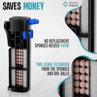 20 Gallon Fish Tank Filter up to 55 Gallons | Quiet Fish Tank Filter | Crystal Clear Water | Turtle Tank Filter | Submersible Aquarium Filter, Filter for Fish Tank, 50 Gallon Fish Tank Filter