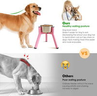 Dog Bowl Stand for Medium Large Dogs - 1 Pack - Pink, Square / Height: 11", Width: 7-10.6" - image 2