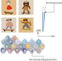 FQOVKYN 4 pack paint by number kit for kids with cute animal 8x8 canvases - view 13