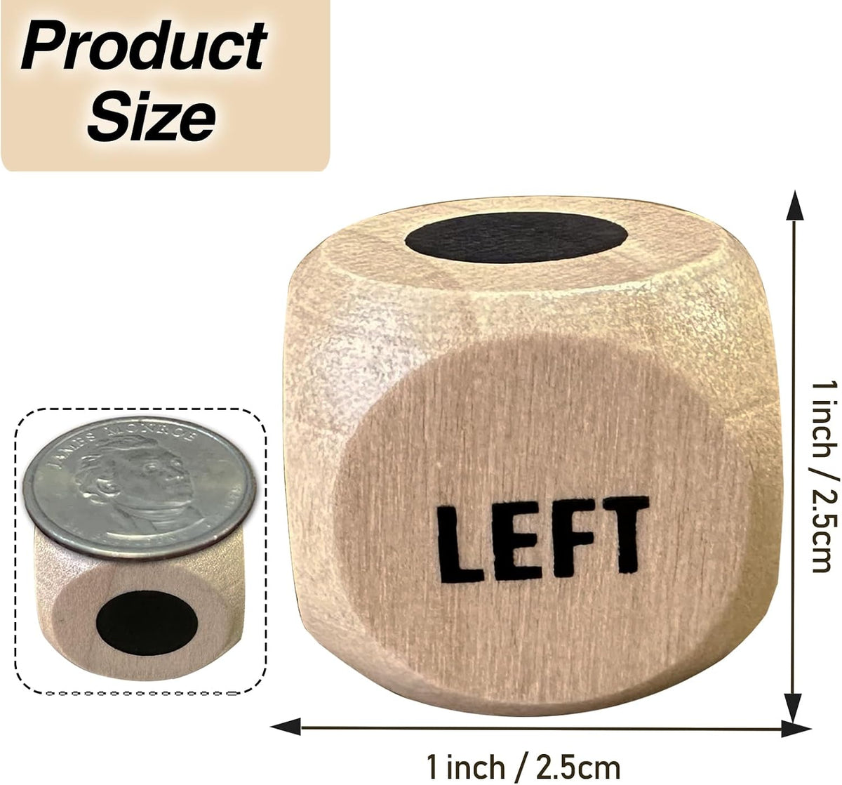 Left Right Game Dice 1 Inch Wooden Dice with Drawstring Bag - image 2