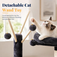 Hey-brother Cat Tree Tower with Padded Platform Bed, Hammock - 53 Inch / Smoky Gray - image 3