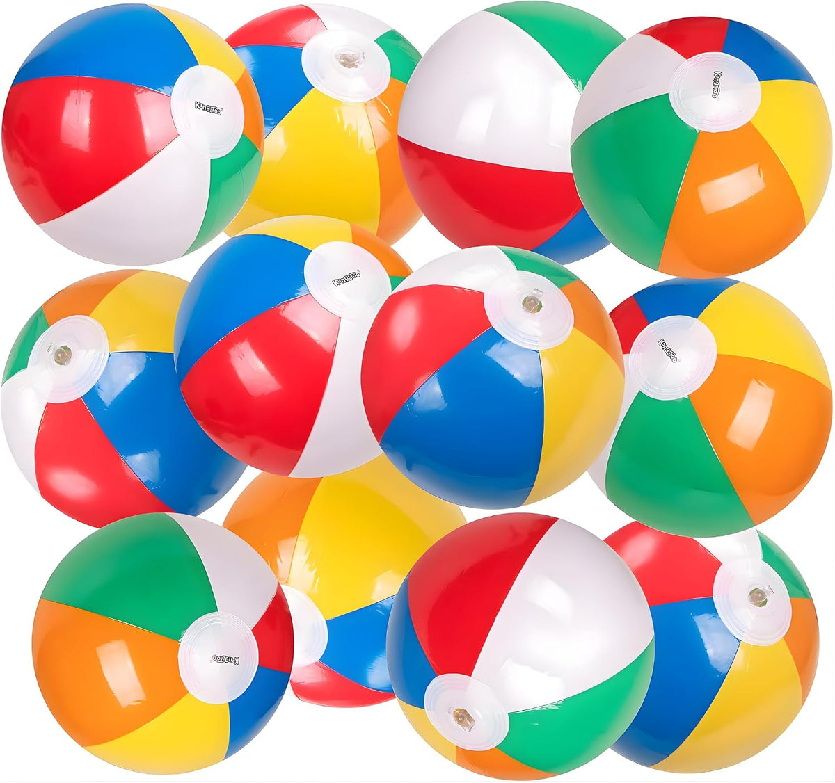 12-Pack 12“ Beach Balls - Bulk Classic Beachball Inflatable Swimming Pool Toys for Games Adults - Rainbow