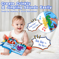 2PCS Baby Books Toys 0-6 Months Infant Tummy Time Sensory Travel Toys – Fun for Kids & Family - Marine & Jungly Animals - image 4