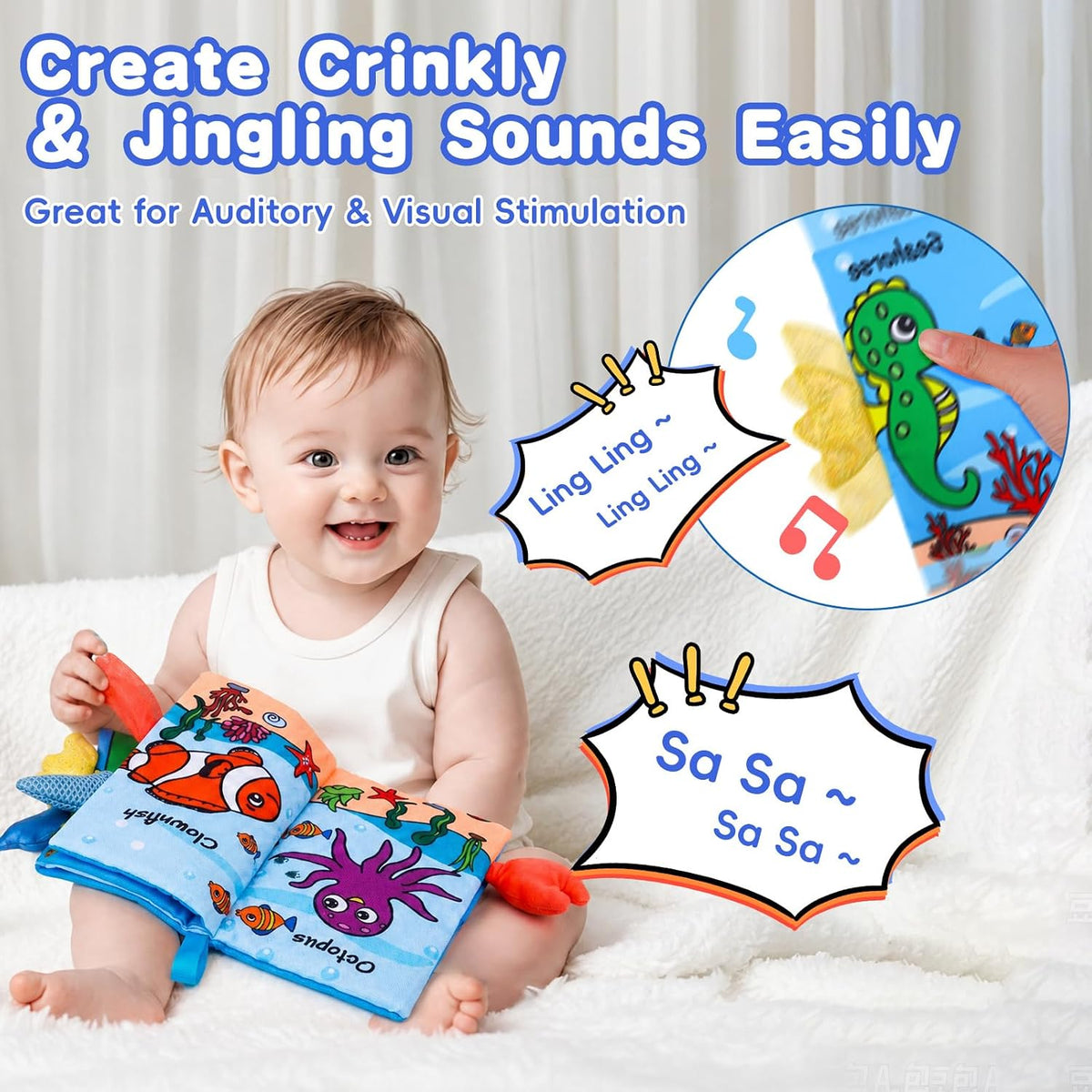 2PCS Baby Books Toys 0-6 Months Infant Tummy Time Sensory Travel Toys – Fun for Kids & Family - Marine & Jungly Animals - image 4