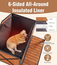 Extra Large Dog House Outdoor for Large Dogs, Insulated Dog House with Metal Frame, Waterproof Dog Shelter with Asphalt Roof, PVC Curtain & Multifunctional Patio, Indoor Outdoor Use