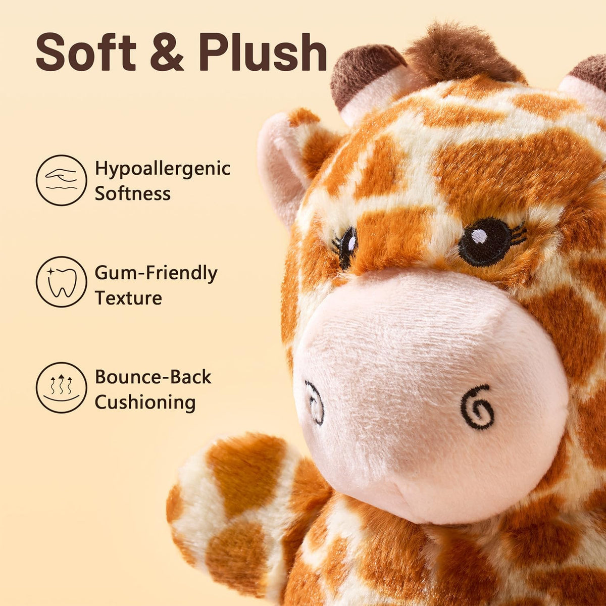 Soft Plush Giraffe Dog Toy for Small & Medium Dogs and Puppies – Essentials for Dogs - Giraffe - image 3