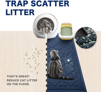 Cat Litter Box Mat, Kitty Premium PVC Pad, Durable Trapping Rug - #09 Midnight Blue / Medallion/47 x 36 Inch - image 2