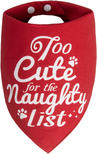 Fall Dog Bandana Artistic Sketch Maple Leaf Golden Orange - Solid Red - Too Cute for the Naughty List / Large