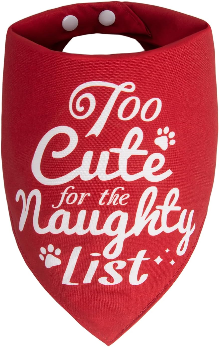 Fall Dog Bandana Artistic Sketch Maple Leaf Golden Orange - Solid Red - Too Cute for the Naughty List / Large