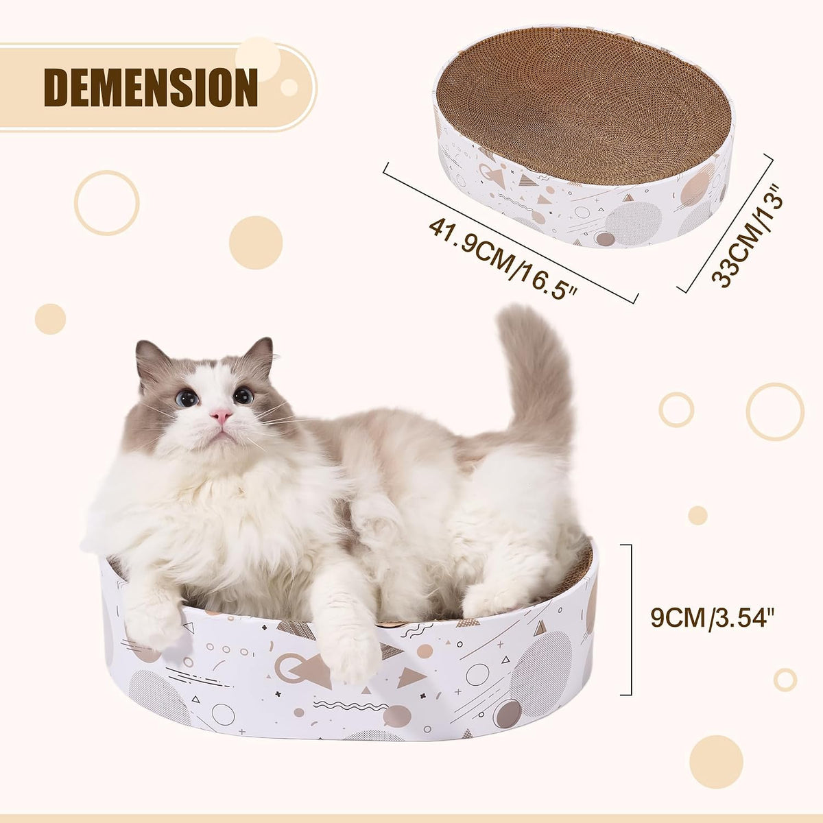 Oval Sturdy Cat Scratching Cardboard Pad Breathable Cat Scratch Pad - Oval Cat Scratcher - image 3