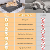 Orthopedic Dog Beds for Large Dogs - 48.0"L x 30.0"W x 7.0"TH / Premium Version-Grey - image 2