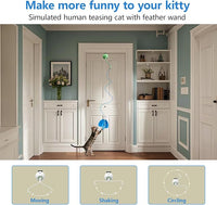 Cat Toys Interactive for Indoor, Cats Toy Hanging Door Electric for Bored,Feather Toy Kitten Rechargeable Door Hanging Automatic String with 4pcs Feather Toys(Green)