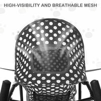 MoNiBloom 4 Wheels Pet Stroller, Easy-Fold Umbrella Shaped Dog Cat Jogger Stroller w/Storage Bag & Visible Mesh for Small/Medium Dogs Cats Black Polka Dots