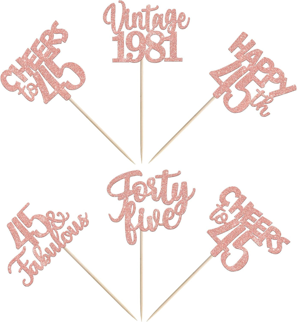 Rose gold glitter vintage 1946 cupcake toppers for an 80th birthday - view 33