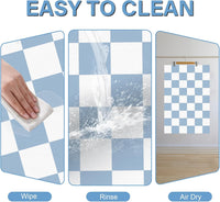 Cat Food Mat, 12"x 20" Cat Dog Mats for Food and Water Bowl - 12"L x 20"W / Blue & White - image 2