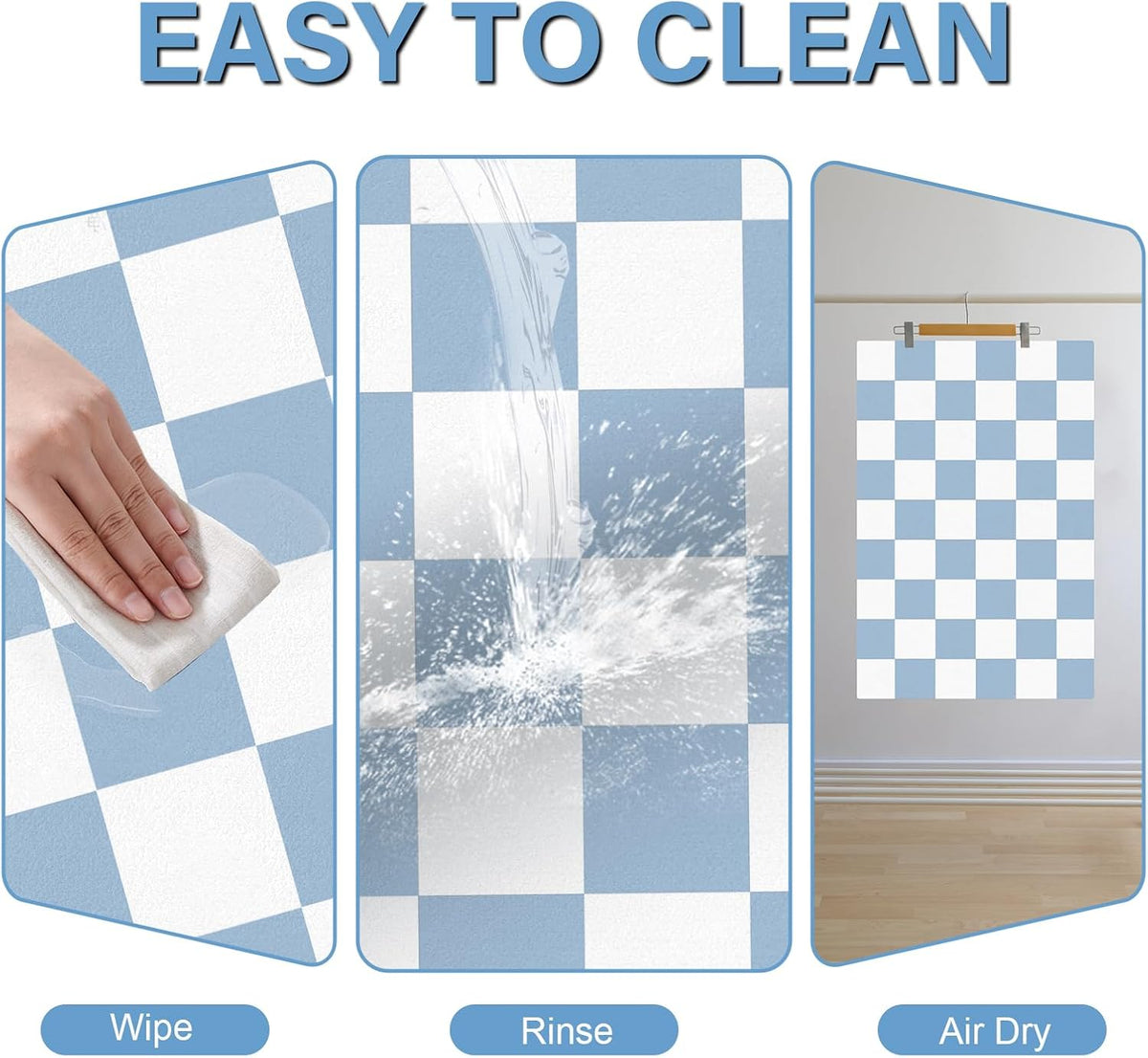 Cat Food Mat, 12"x 20" Cat Dog Mats for Food and Water Bowl - 12"L x 20"W / Blue & White - image 2