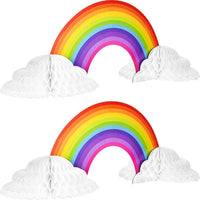 WILLBOND 2 Pieces Rainbow Table Decorations Centerpiece with Clouds – Fun for Kids & Family - 2