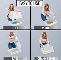 V2 Deluxe Cat Litter Box Starter Kit, Includes 56ct Disposable Standard Sifting Liners, White