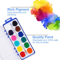Keebor Washable Watercolor Paint Set, 8 Colors with Paint Brush - 12 Colors（Pack of 24） - image 3
