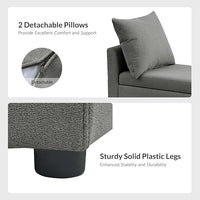 HULALA HOME Modern Storage Ottoman Bench with Throw Pillows, 59" Extra Long End of Bed Bench with Storage Pocket, Comfy Upholstered Footstool for Bedroom Entryway Living Room, Charcoal