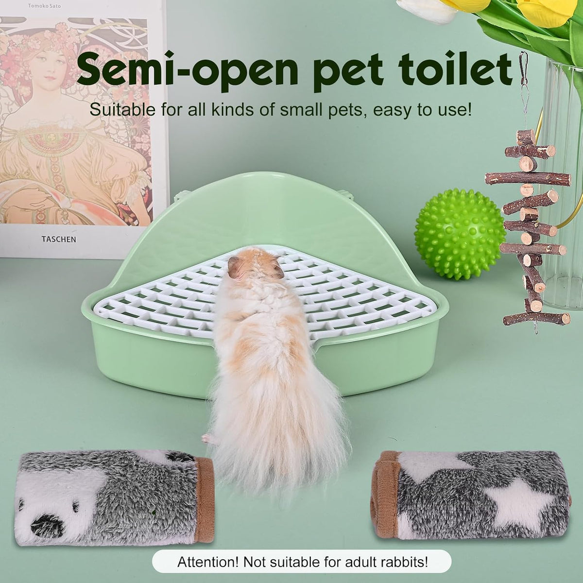 RUBYHOME Triangle Potty Trainer Corner Litter Bedding Box Pet Pan - Green - image 4
