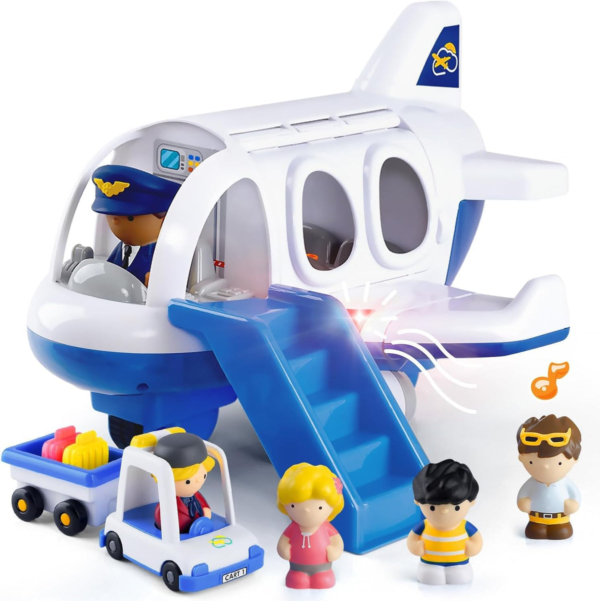 PLAY Musical Airplane Toy for kids Small Figures & Baggage - Blue