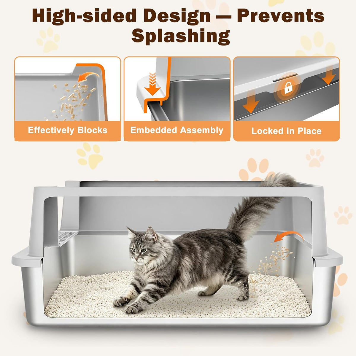 AIPERRO Stainless Steel Litter Box with Lid - Light Gray / XXX-Large - image 2
