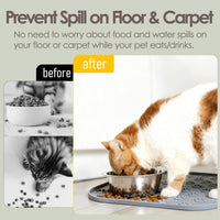 Pet Feeding Mat, Waterproof Anti-Slip Placemats for Dog Cat Bowl Silicone Pet Food Mat, Raised Edge - Gray / 11"L x 11"W - image 2