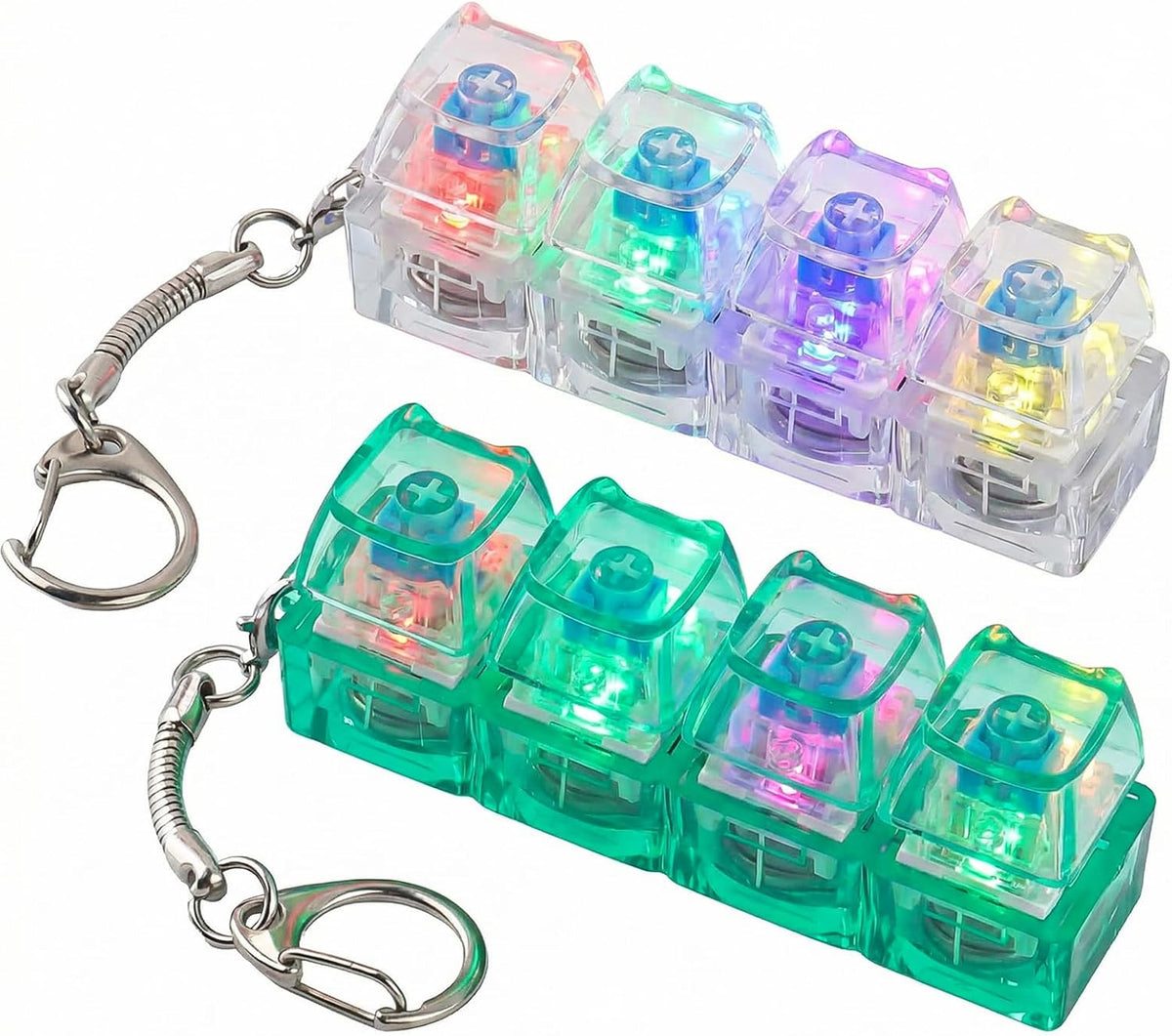 TYRIXKI 2 keyboard fidget toys, black and white heart shape clicker keychains - view 5
