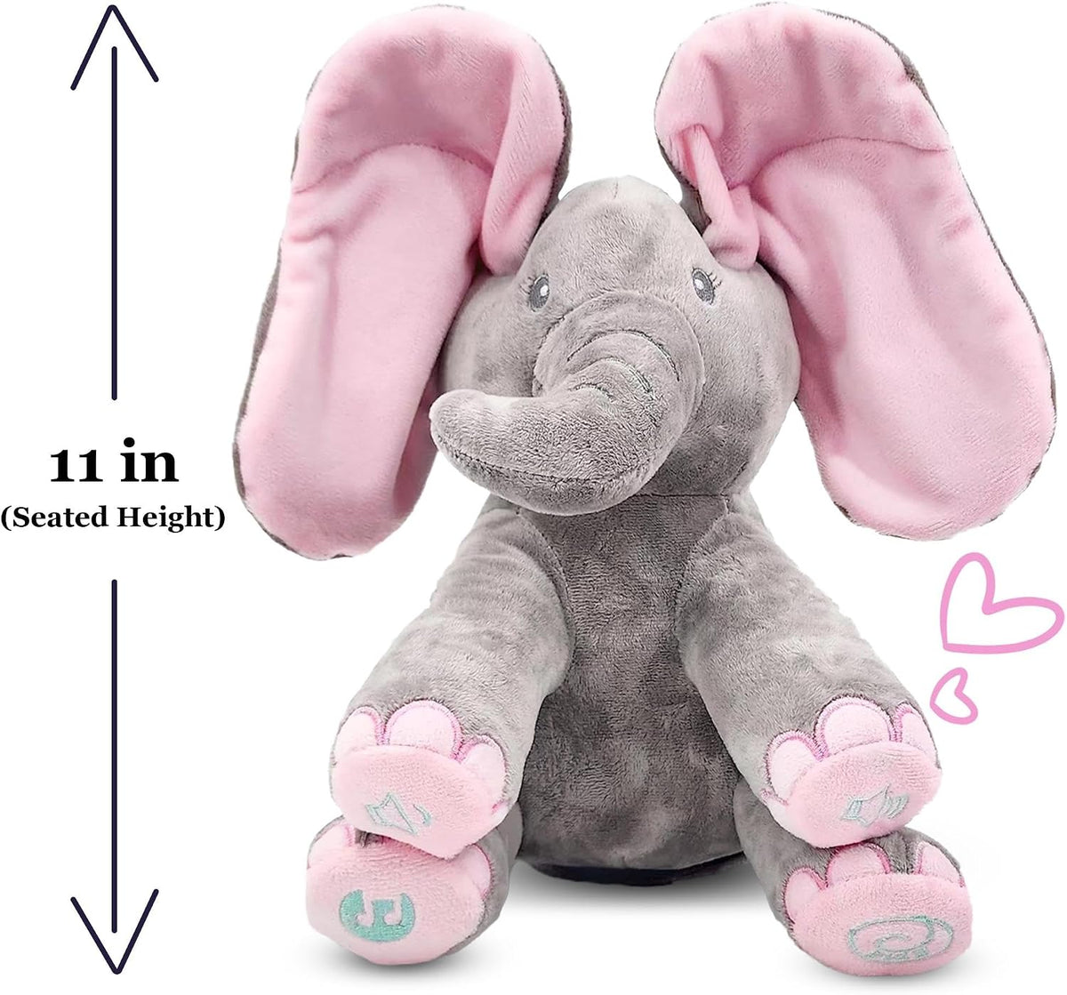 Dimple Kaia Peek-A-Boo Elephant, Interactive Singing Plush Toy - Pink Elephant With Batteries - image 2