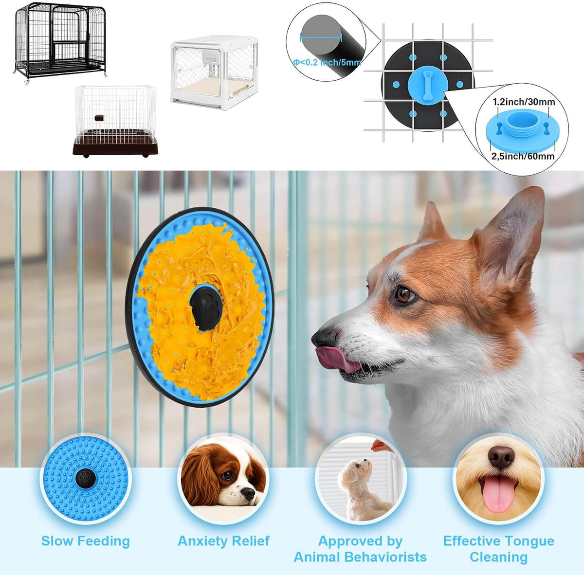 Lick Mat for Dogs Crate Lick Pad Slow Feeder for Crate Training – Essentials for Dogs - 1 pcs / Blue - image 3