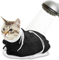Cat Bathing Bag Anti Scratch Grooming Shower Washing Bag for Nail - White- Black