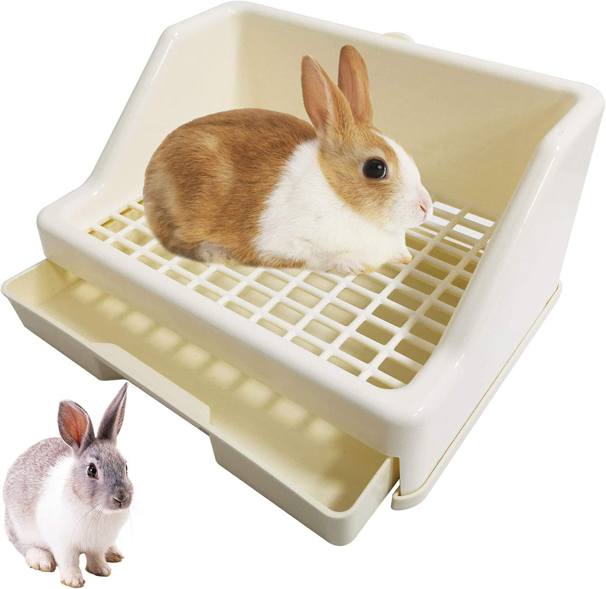 kathson Rabbit Litter Box Trainer Small Animal Potty Corner Toilet - White