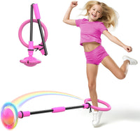 Aidabli purple ankle skip ball for kids with a light up flash wheel and padded ankle loop - view 3