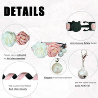 Fupo Cat Collar, Breakaway Adjustable with Bell& Flower - Pink - image 2