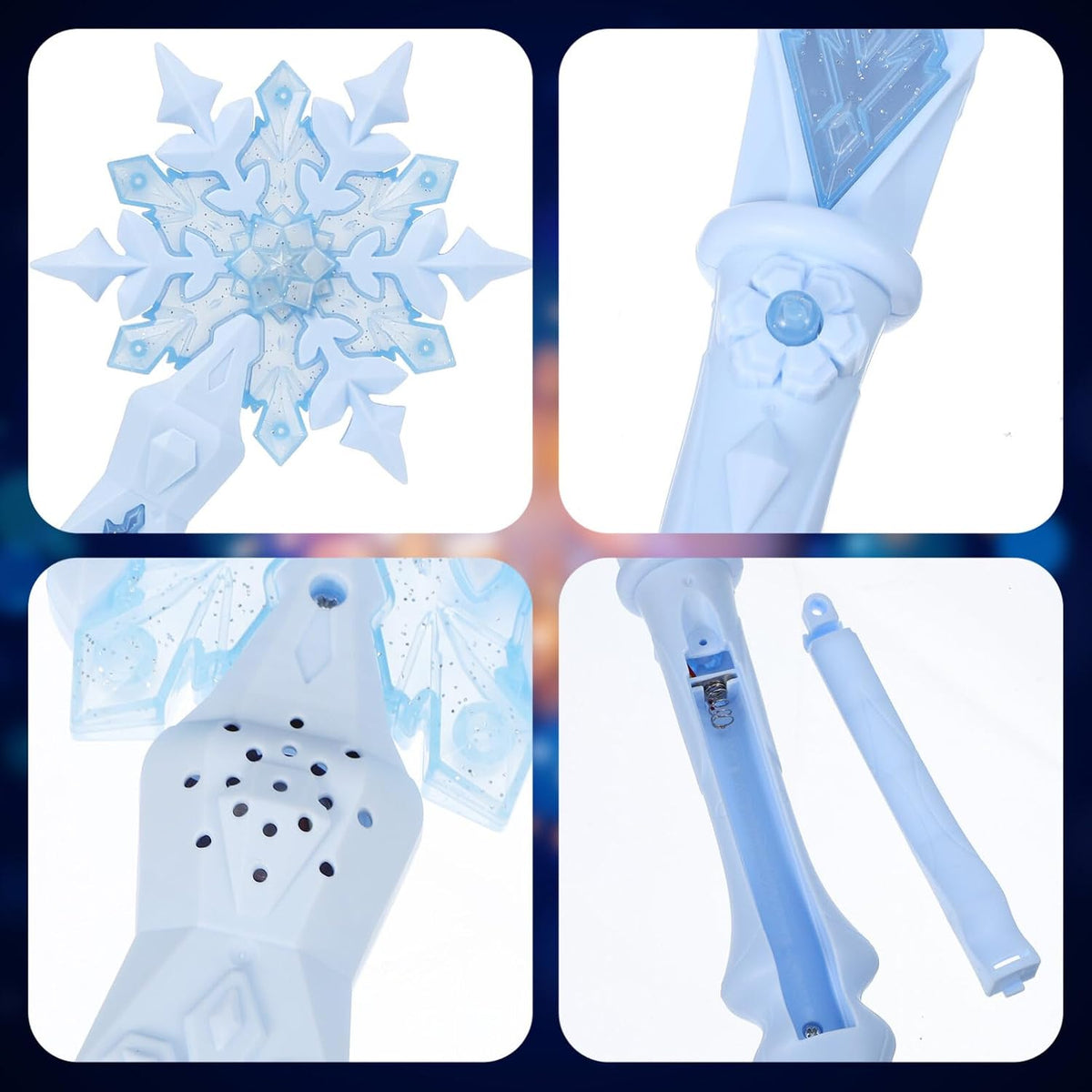 Joinpaya light up snowflake wand in pink with glowing snowflake tip - view 4