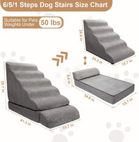 Dog Stairs for High Beds 30-36" H 6-Step Pet Stairs for Large Dogs – Essentials for Dogs - Gray - image 2